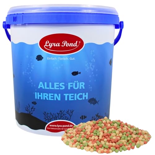 Lyra Pond® 10 L Pond Colour Mix Light im Eimer | Leichtes, Mehrfarbiges Fischfutter mit Spirulina | Gut verdauliches Teichfutter | Kräftigt die Farben des Fisches | Artgerechtes Futter für Teichfische von Lyra Pet