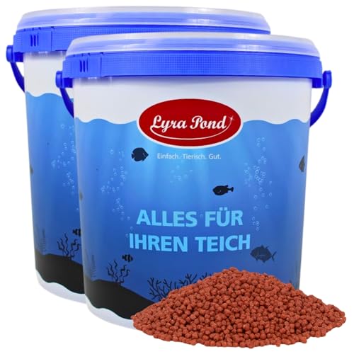 Lyra Pond® 2 x 10 L Pond Colour Astax Pellets im Eimer | Für Leuchtende Farben | Proteinreiches Fischfutter mit Astaxanthin | Leicht verdauliches Teichfutter | Artgerechte Rezeptur für Teichfische von Lyra Pet