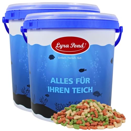 Lyra Pond® 2 x 10 L Pond Colour Sticks Mix im Eimer | Mehrfarbiges Fischfutter mit Spirulina | Leicht verdauliches Teichfutter | Kräftigt die Farben des Fisches | Artgerechtes Futter für Teichfische von Lyra Pet