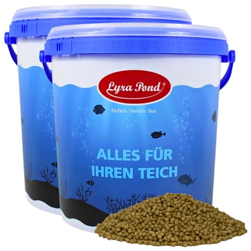 Lyra Pond® 2 x 10 L Pond Koi Beauty Pellets Staple im Eimer | Kräftigt die Farben der Teichfische | Proteinreiches Fischfutter | Teichfutter mit Insektenmehl & Spirulina | Geringer Energiegehalt von Lyra Pet