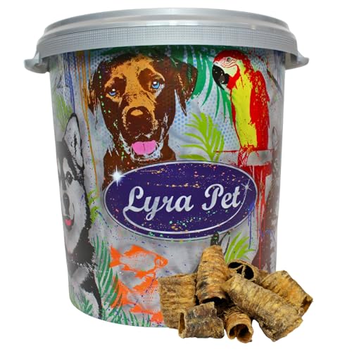 LyraPet® 5 kg Rinderstrossen 5000 g fettarm Kausnack Kaustange Rind 1 - 8 cm in 30 L Tonne von Lyra Pet