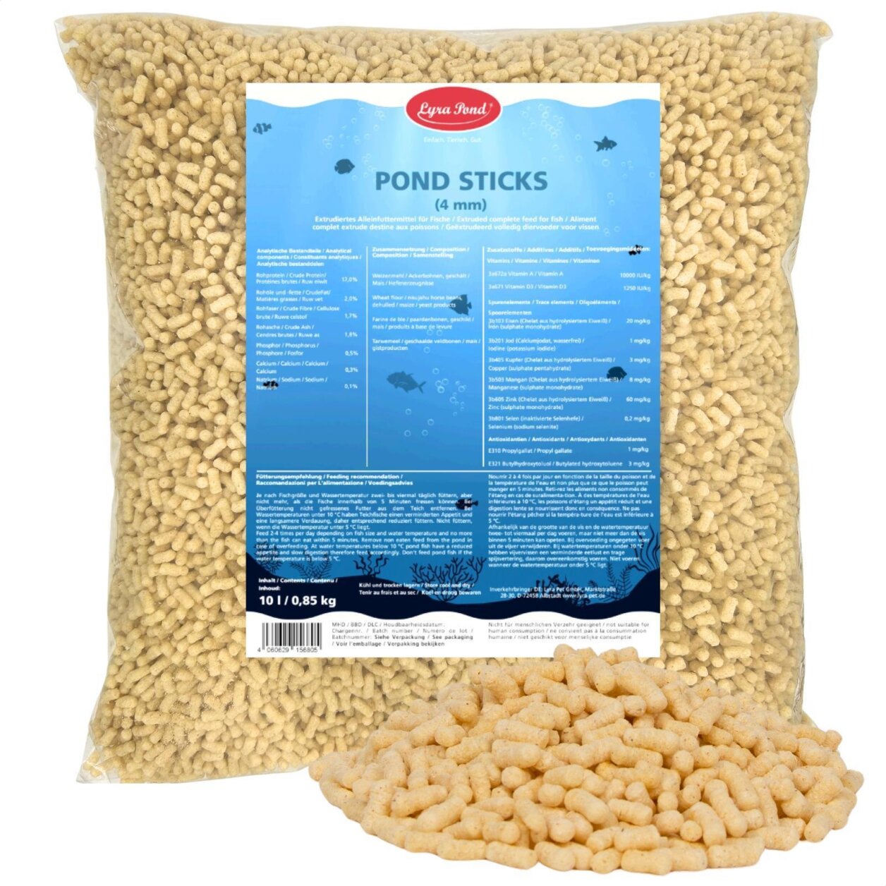10 Liter (0,85 kg) Lyra Pond® Pond Sticks Fischfutter Teichfutter von Lyra Pond