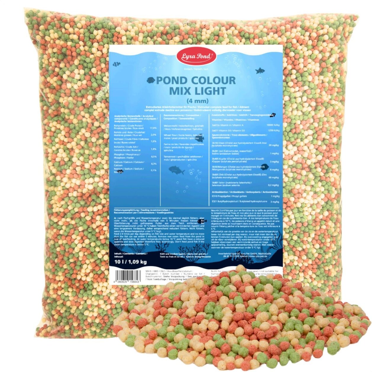 10 Liter (1,09 kg) Lyra Pond® Pond Colour Mix Light Fischfutter Teichfutter von Lyra Pond