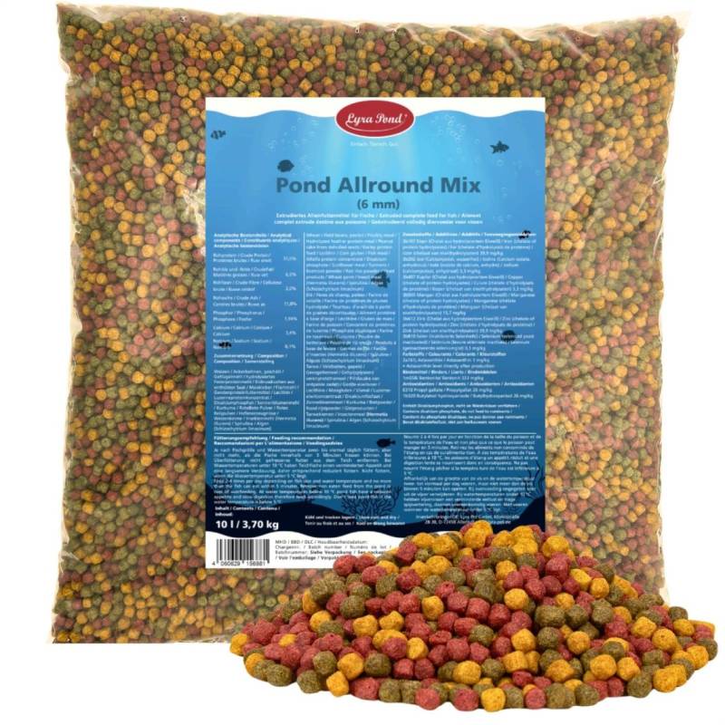 10 Liter (3,7 kg) Lyra Pond® Pond Allround Koi Mix Fischfutter Teichfutter von Lyra Pond