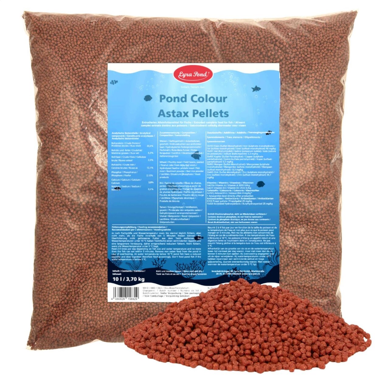 10 Liter (3,7 kg) Lyra Pond® Pond Colour Astax Koi Pellets Fischfutter Teichfutter von Lyra Pond