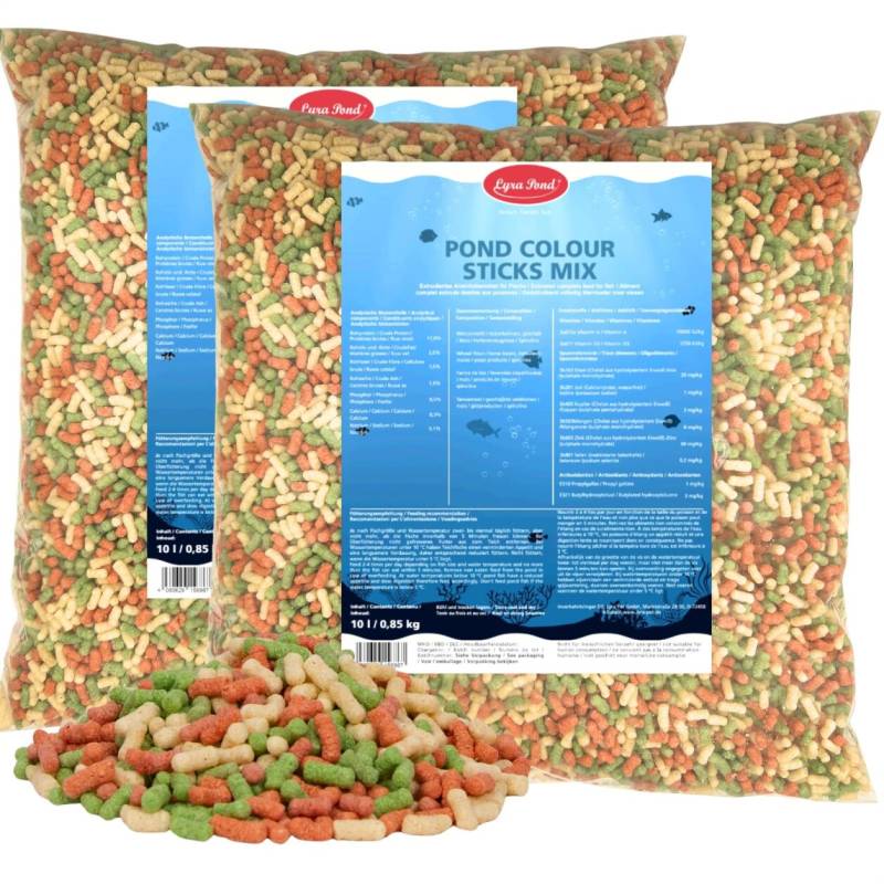 2 x 10 Liter (1,7 kg) Lyra Pond® Pond Colour Sticks Koi Mix Fischfutter Teichfutter von Lyra Pond