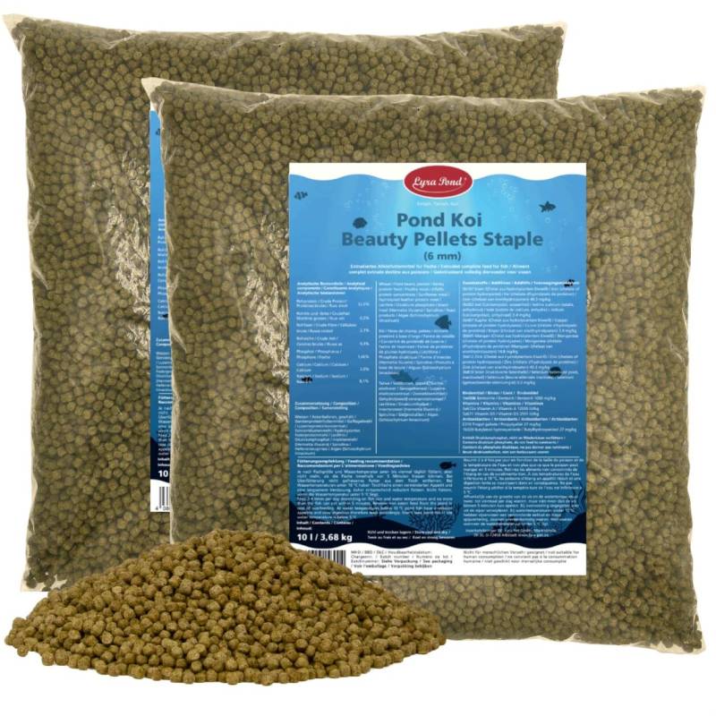 2 x 10 Liter (7,36 kg) Lyra Pond® Pond Koi Beauty Pellets Staple Fischfutter Teichfutter von Lyra Pond
