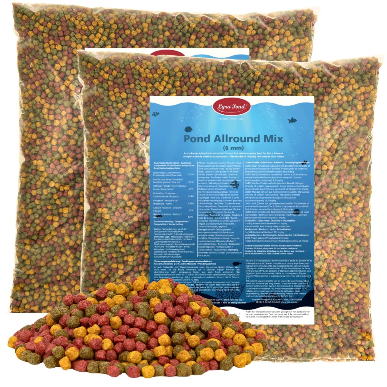 2 x 10 Liter (7,4 kg) Lyra Pond® Pond Allround Koi Mix Fischfutter Teichfutter von Lyra Pond
