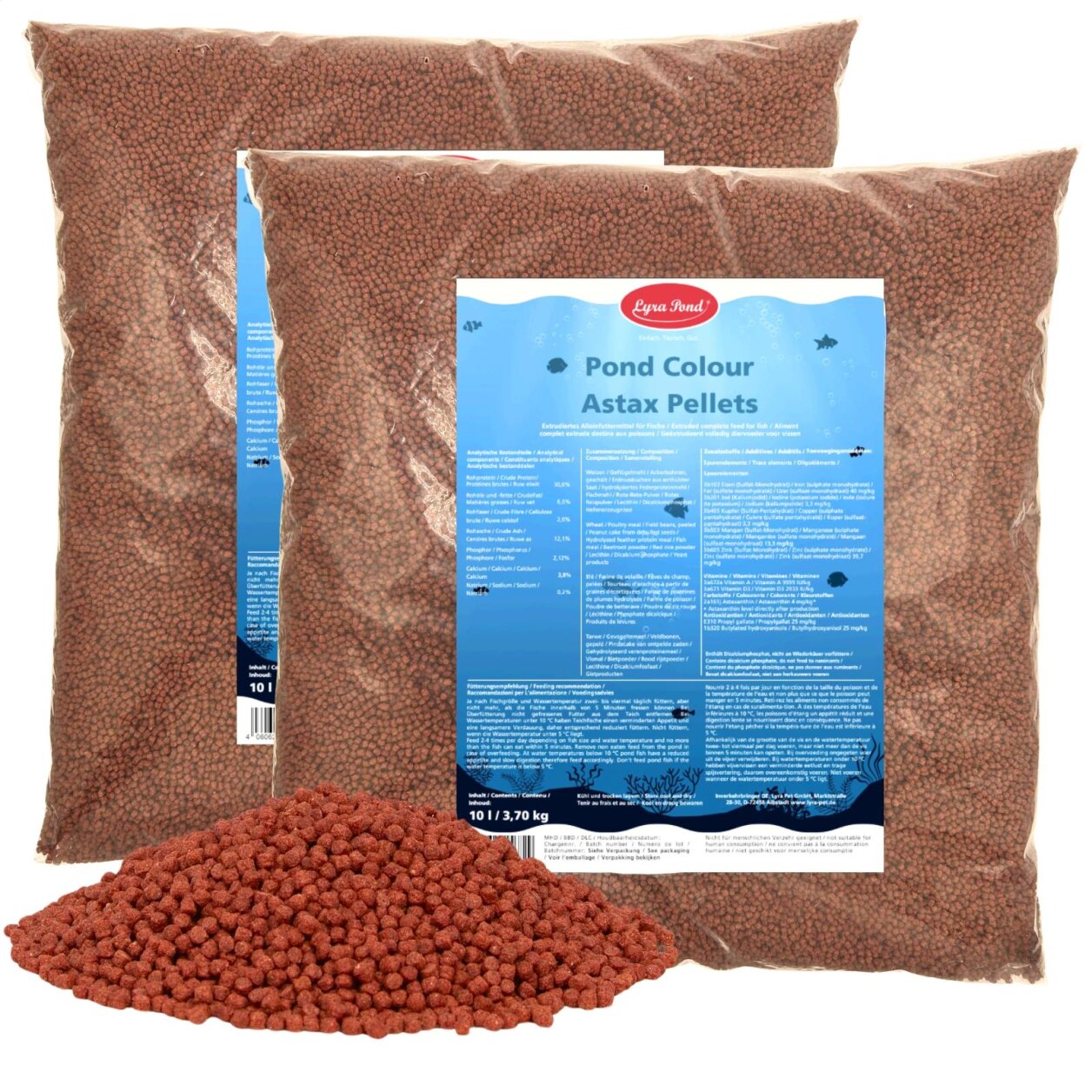 2 x 10 Liter (7,4 kg) Lyra Pond® Pond Colour Astax Koi Pellets Fischfutter Teichfutter von Lyra Pond