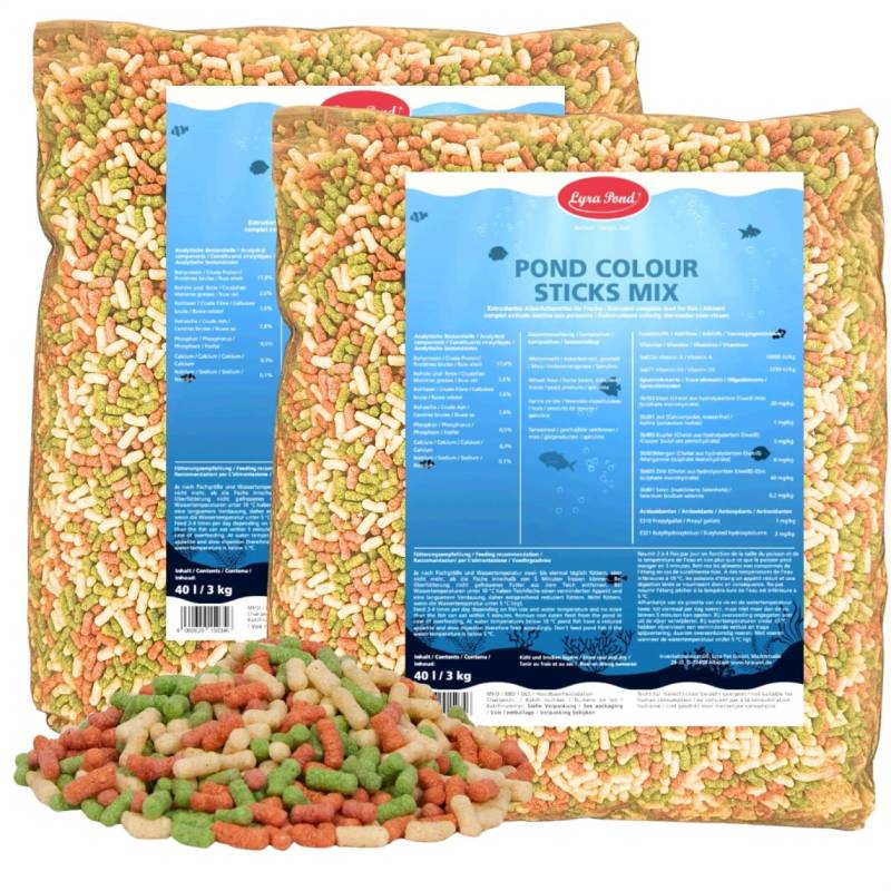 2 x 40 Liter (6 kg) Lyra Pond® Pond Colour Sticks Koi Mix Fischfutter Teichfutter von Lyra Pond
