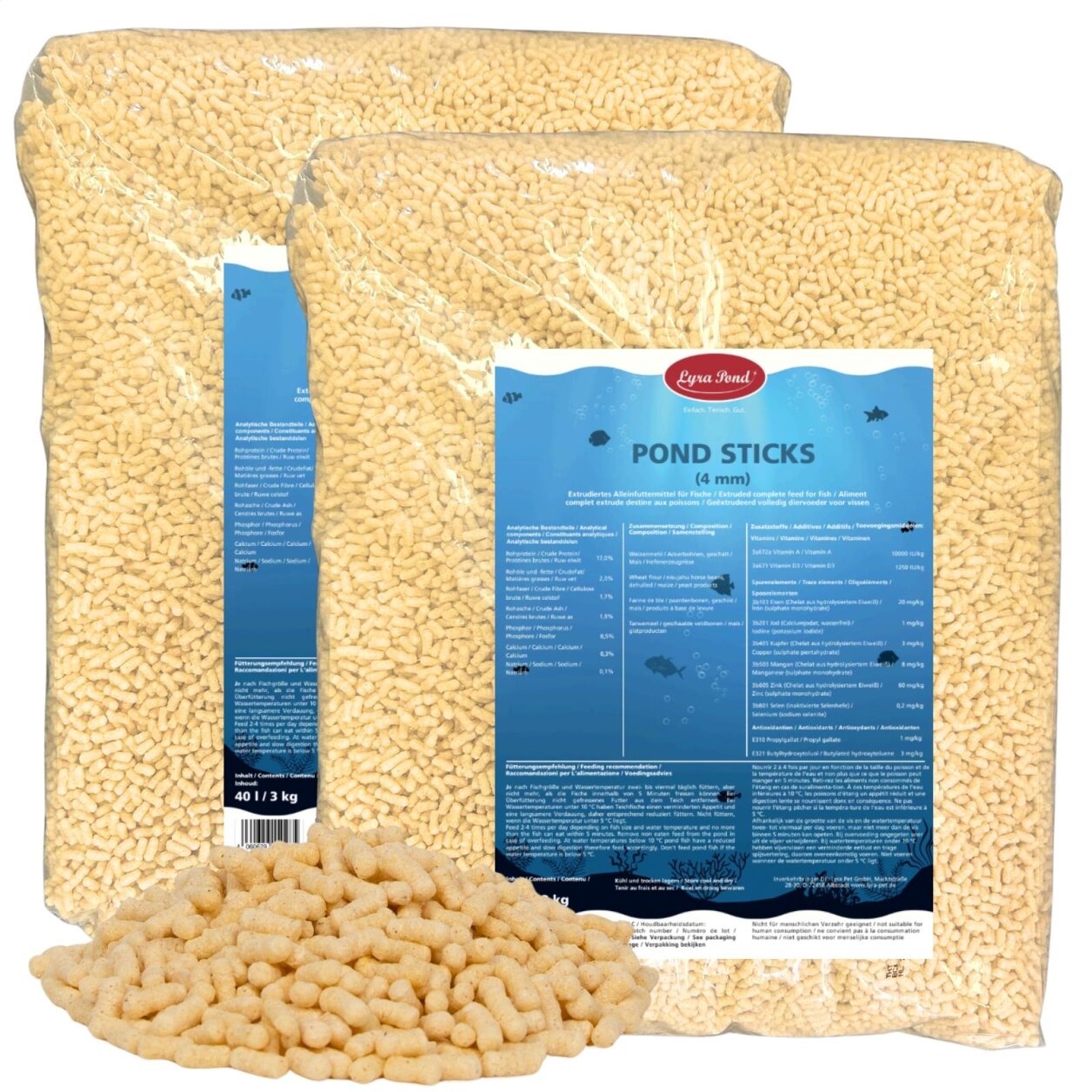 2 x 40 Liter (6 kg) Lyra Pond® Pond Sticks Fischfutter Teichfutter von Lyra Pond