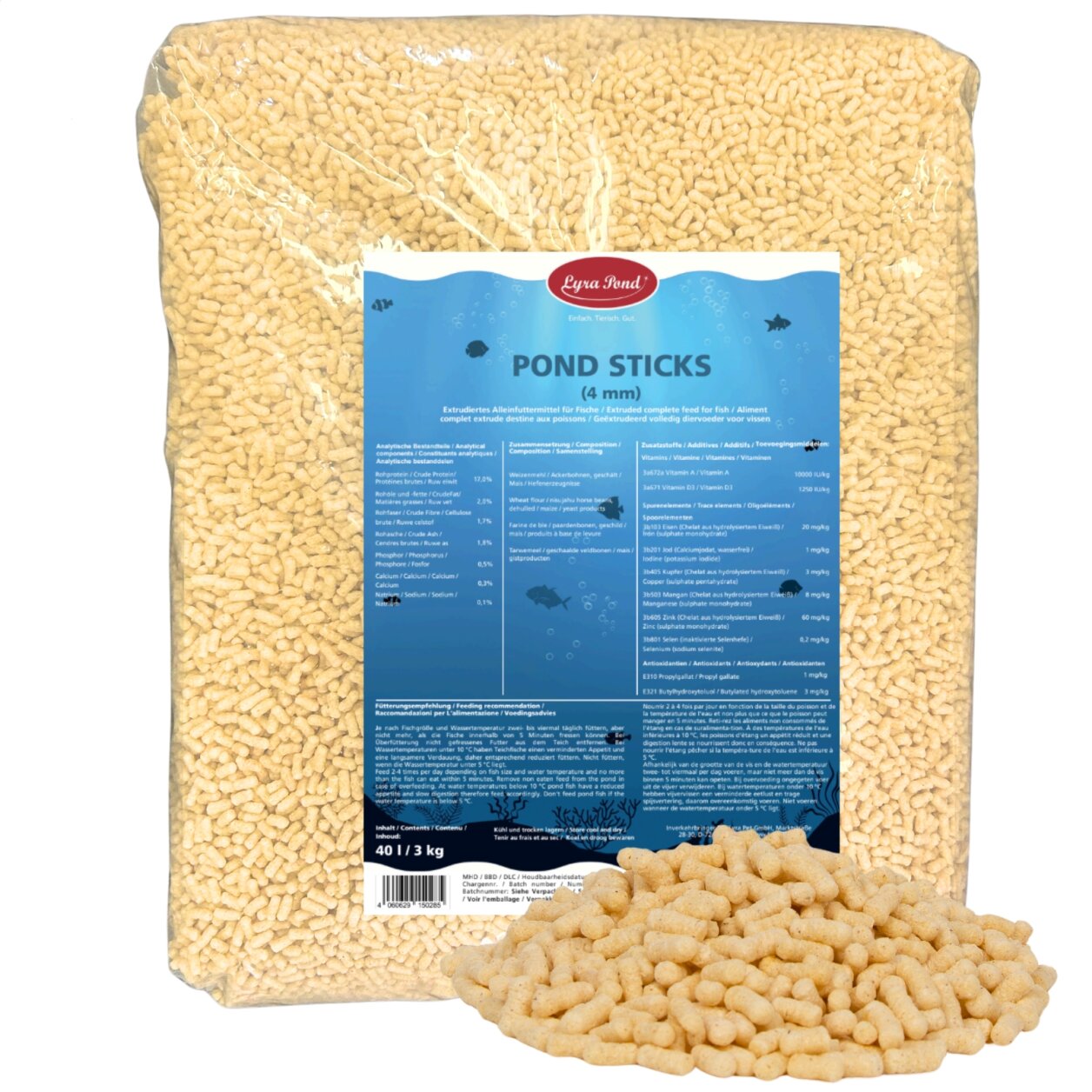 40 Liter (3 kg) Lyra Pond® Pond Sticks Fischfutter Teichfutter von Lyra Pond