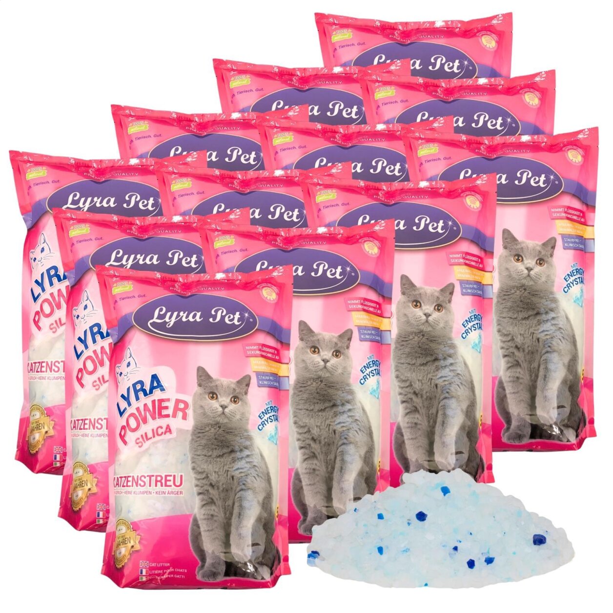 12 x 5 Liter Lyra Pet® Lyra Power® Silica Silikat Katzenstreu von Lyra Power