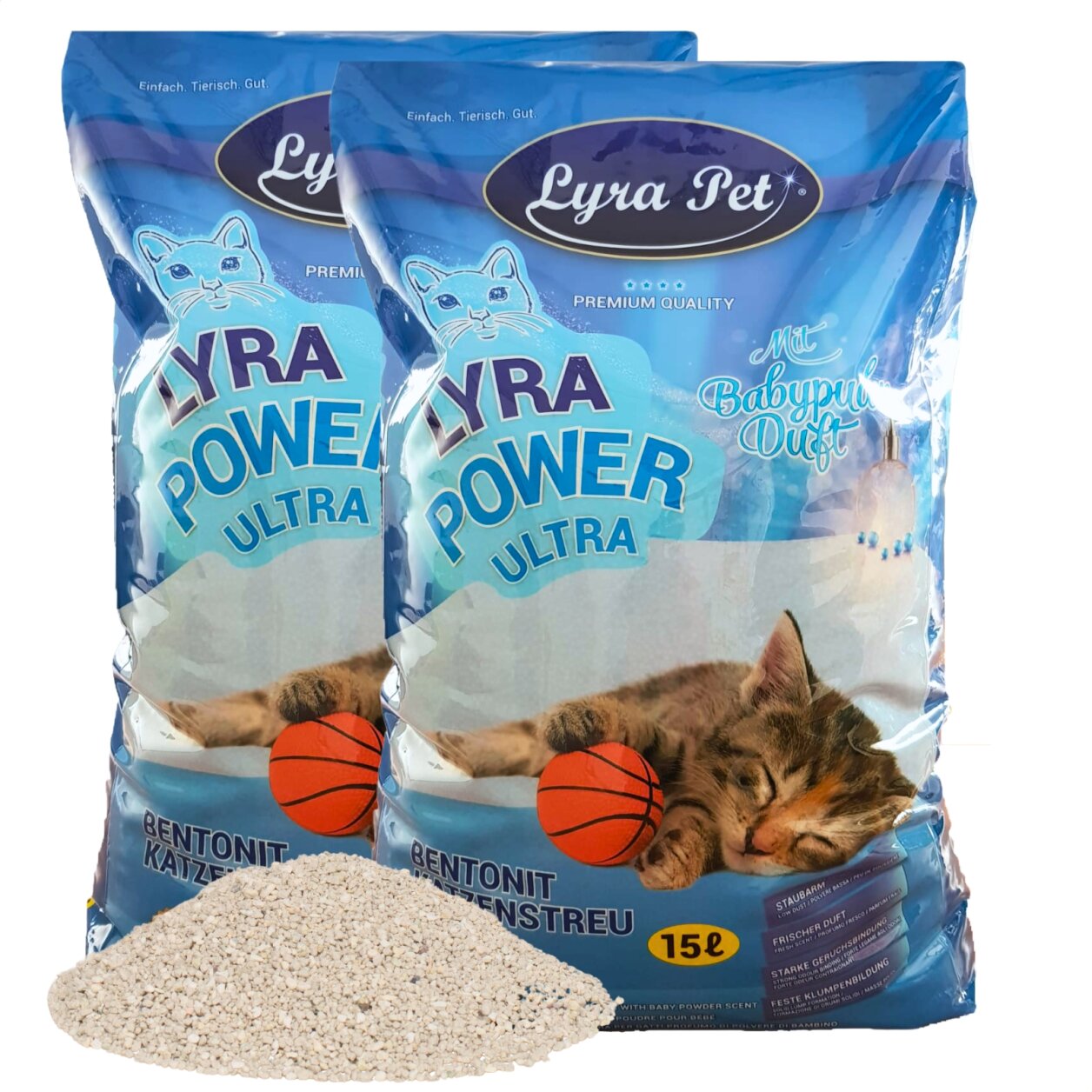2 x 15 Liter Lyra Pet® Lyra Power® ULTRA excellent Katzenstreu Bentonit von Lyra Power