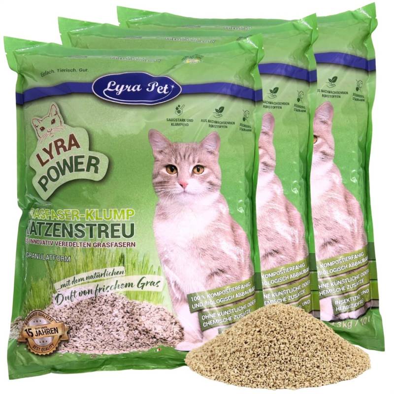3 x 10 Liter Lyra Pet® Lyra Power Grasfaser Katzenstreu klumpend von Lyra Power