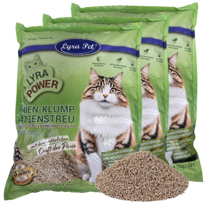 3 x 10 Liter Lyra Pet® Lyra Power Pinien Katzenstreu klumpend von Lyra Power