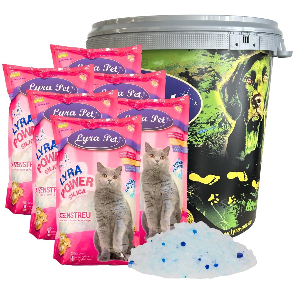 6 x 5 Liter Lyra Pet® Lyra Power® Silica Silikat Katzenstreu in 30 L Tonne von Lyra Power