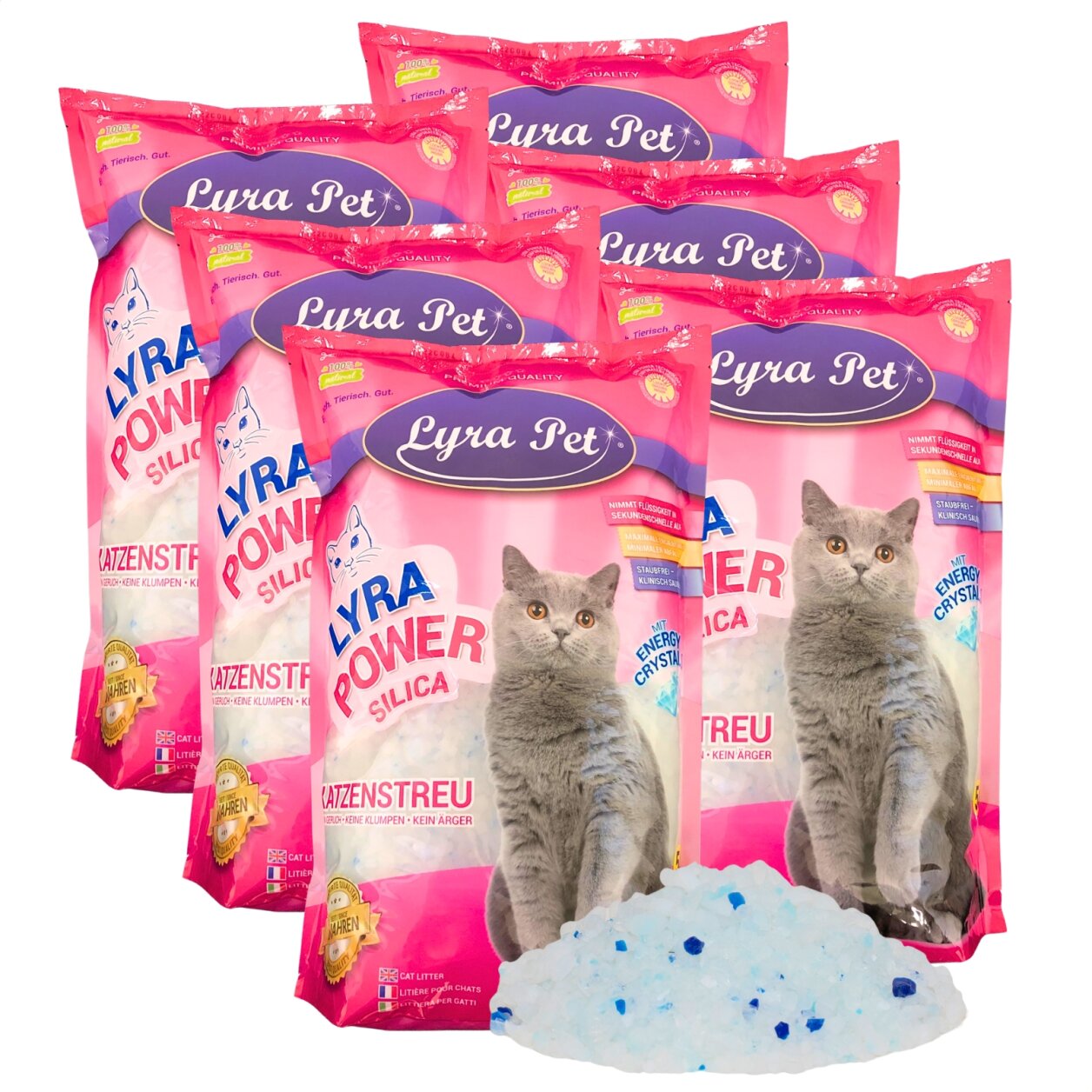 6 x 5 Liter Lyra Pet® Lyra Power® Silica Silikat Katzenstreu von Lyra Power