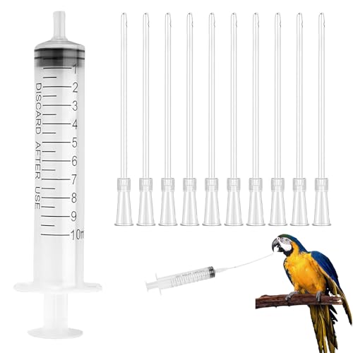 Futterspritze für Vögel, Vögel, aus Kunststoff, mit Lebensmittelnadel, 10 ml, Reinigungsspritze für Taube, zum Füttern der Nase, 11 Stück von Lyramis