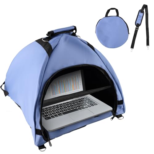 Laptop Zelt, Sonnenschutz Computer Wasserdichtes Gewebe Laptop Tent für die Arbeit im Freien Blendschutz Wärmereflexion Markise Wandelbare Tragetasche für den Außenbereich (Blau) von Lyreh