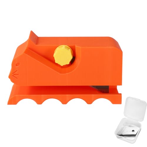 Lyreh Kartonschneider für Katzenkratzbretter mit 10 Ersatzklingen, 3D-Gedruckte Kätzchenform Handbuch Katzenkratzbaum-Karton-Schneidewerkzeug für Tierliebhaber (Orange) von Lyreh