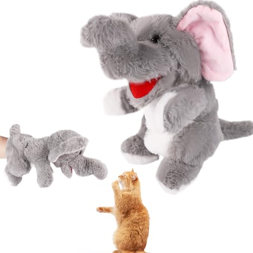 Lyreh Katzen-Ringspielpuppe, Weiches Interaktives Katzen-Ringspielspielzeug Lustige Handpuppen für Katzen zum Sicheren Interaktiven Spielen mit Kätzchen und Welpen (Elefantenstil) von Lyreh
