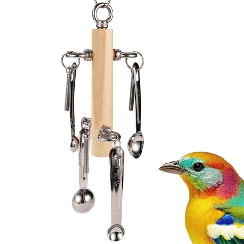 Vogel Löffel Spielzeug, Hänge Papageien Kauspielzeug aus Edelstahl für Kleine bis Große Papageien von Lyreh