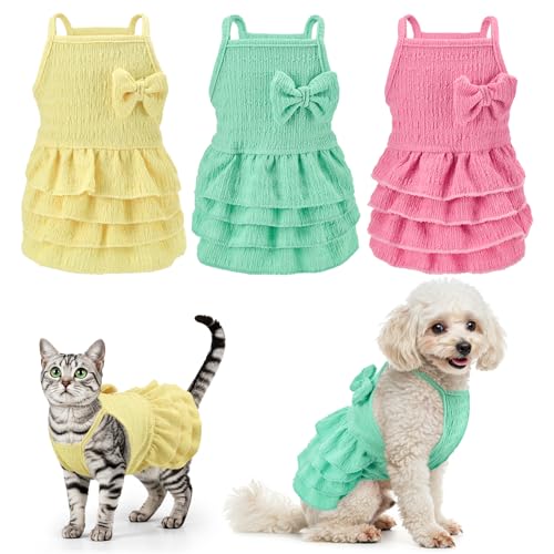 LyssKMK 3-teiliges Hunde-Sommerkleid, Hundekleid mit gestuftem Rock, Tierkleid, Sommerkleid, Frühlingskleidung, Pullover, Weste, Rock für kleine und mittelgroße Hunde, Größe XL LyssKMK 3-teiliges Hunde-Sommerkleid, Hundekleid mit gestuftem Rock, Tierkleid, Sommerkleid, Frühlingskleidung, Pullover, Weste, Rock für kleine und mittelgroße Hunde, Größe XL von LyssKMK