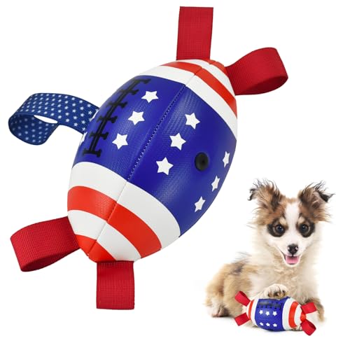 LyssKMK 4. Juli Hunde-Fußball mit Riemen, interaktives Spielzeug, Haustier-Zerrball, Spielzeug mit amerikanischer Flagge, Muster für mittelgroße und große Hunde, Größe M-2 LyssKMK 4. Juli Hunde-Fußball mit Riemen, interaktives Spielzeug, Haustier-Zerrball, Spielzeug mit amerikanischer Flagge, Muster für mittelgroße und große Hunde, Größe M-2 von LyssKMK