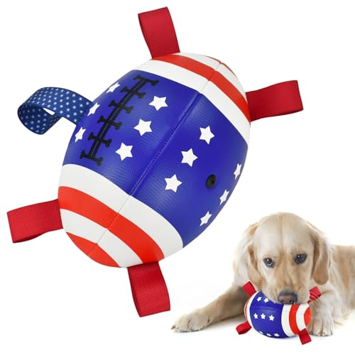 LyssKMK 4. Juli Hunde-Fußball mit Riemen, interaktives Spielzeug, Haustier-Zerrball, Spielzeug mit amerikanischer Flagge, für mittelgroße und große Hunde, Größe 3 LyssKMK 4. Juli Hunde-Fußball mit Riemen, interaktives Spielzeug, Haustier-Zerrball, Spielzeug mit amerikanischer Flagge, für mittelgroße und große Hunde, Größe 3 von LyssKMK