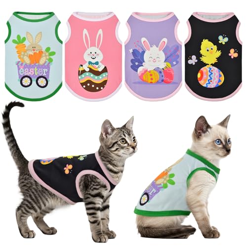 LyssKMK 4er-Pack Oster-Hunde-Shirts, Ostereier, Kaninchen, Tanktops für kleine und mittelgroße Hunde, Küken, Karotte, Oster-Thema, ärmellose Westen für Katzen, Welpen, Größe XXL LyssKMK 4er-Pack Oster-Hunde-Shirts, Ostereier, Kaninchen, Tanktops für kleine und mittelgroße Hunde, Küken, Karotte, Oster-Thema, ärmellose Westen für Katzen, Welpen, Größe XXL von LyssKMK