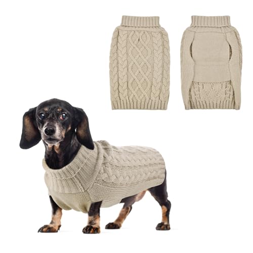 LyssKMK Klassischer Rollkragenpullover für Welpen, mit Zopfmuster, für kaltes Wetter, dicker warmer Mantel, Outfits, Pullover, Sweatshirt für kleine Hunde, Größe XS von LyssKMK