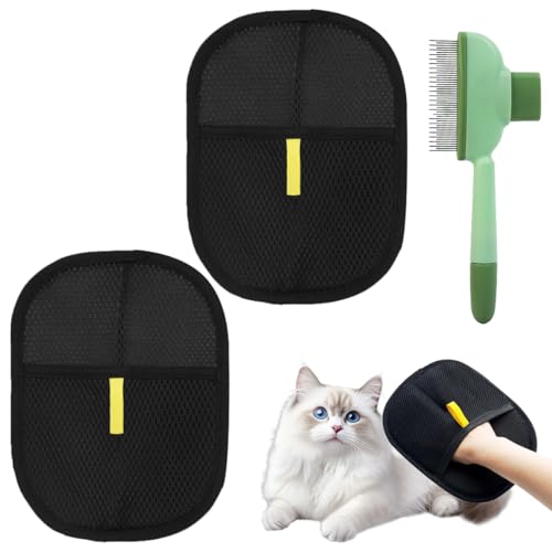 2 Stück Fellmagnet Handschuhe und 1 Fellblitz Bürste, Doppelseitige Antistatische Haustierhaar-Entferner Handschuh, Wiederverwendbar Tierhaar-Handschuh zum Entfernen von Tierhaaren auf Kleidung, Sofa 2 Stück Fellmagnet Handschuhe und 1 Fellblitz Bürste, Doppelseitige Antistatische Haustierhaar-Entferner Handschuh, Wiederverwendbar Tierhaar-Handschuh zum Entfernen von Tierhaaren auf Kleidung, Sofa von Lytonix