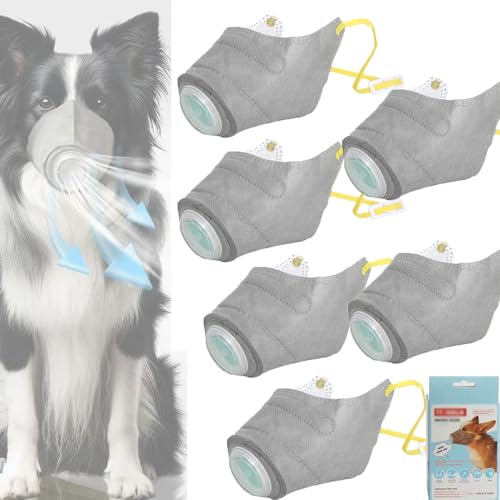 LzYogL Rauchmaske Für Hunde, Atemschutzmaske Für Hunde, Wiederverwendbare Maulkörbe Für Hunde, Verstellbare, Atmungsaktive Luftfiltermaske Für Hunde, Filtert 99,9% Der Luftschadstoffe (Large,6Pcs) von LzYogL