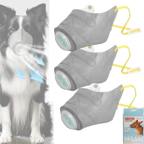 LzYogL Rauchmaske Für Hunde, Atemschutzmaske Für Hunde, Wiederverwendbare Maulkörbe Für Hunde, Verstellbare, Atmungsaktive Luftfiltermaske Für Hunde, Filtert 99,9% Der Luftschadstoffe (Medium,3Pcs) von LzYogL