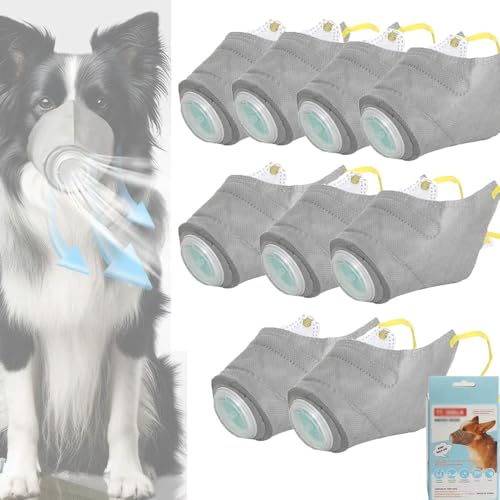 LzYogL Rauchmaske Für Hunde, Atemschutzmaske Für Hunde, Wiederverwendbare Maulkörbe Für Hunde, Verstellbare, Atmungsaktive Luftfiltermaske Für Hunde, Filtert 99,9% Der Luftschadstoffe (Small,9Pcs) von LzYogL