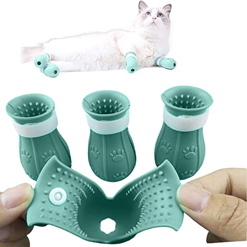 /E Cat Paw Protector Stiefel,Verstellbare Fußabdeckungen für Katzen | Kratzfeste Cat Booties Katzenschuhe mit magischem Aufkleber von M/E
