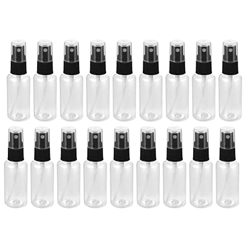 18 Stück 30 ml Flüssigflaschen, tragbare Reiseflaschen, leer, transparenter Kunststoff, feiner Nebel, Sprühflaschen, schwarz, auch für die häusliche Pflege (Größe: M) von M I A