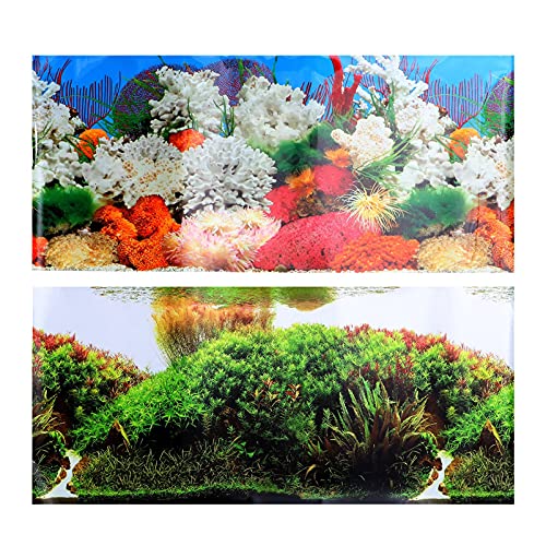 M I A 2 Bögen Aquarium Hintergrund Aufkleber 3D doppelseitige Tapete Fisch Tank Dekorative Bilder Adhesive Unterwasser Hintergrund für Home Office Dekoration von M I A