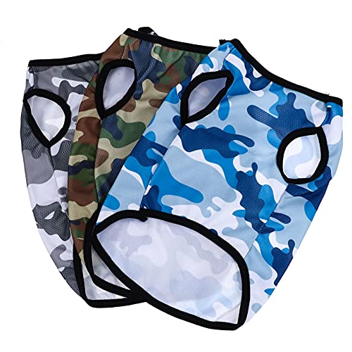 M I A 3-teiliges Camouflage-Shirt für Hunde, atmungsaktiv, für Welpen, niedliche Haustierbekleidung (Farbe: wie abgebildet, Größe: S) von M I A