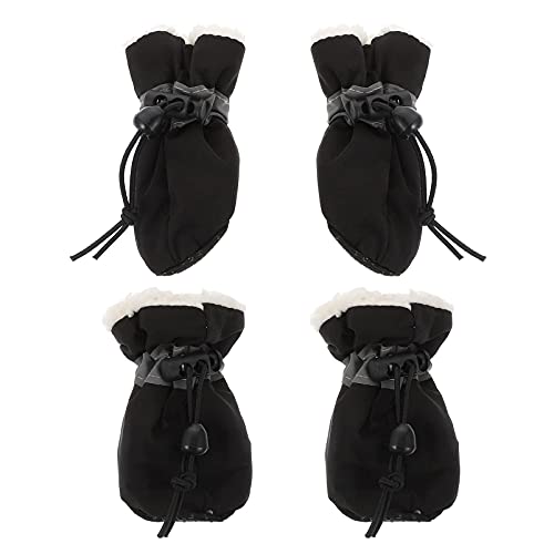 M I A 4 x schwarze wasserdichte Stiefel für Hunde und Katzen, rutschfeste Pfotenschutz für 2,5 - 3,5 kg Hunde / Katzen / Kätzchen (Farbe: schwarz) von M I A