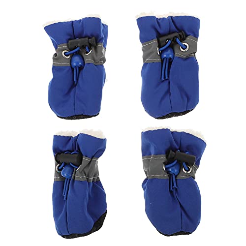 M I A 4 x schwarze wasserdichte Stiefel für Hunde und Katzen, rutschfeste Pfotenschutz für 2,5–3,5 kg Hunde und Katzen (Farbe: blau) von M I A