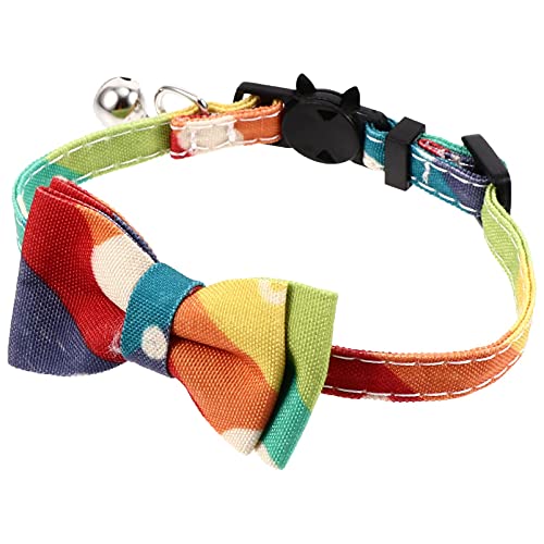 M I A Halsband für Hunde und Katzen, mit Fliege, verstellbar, mit Glöckchen, Halsband für Haustiere, Festival-Kostüm, Regenbogenfarben von M I A