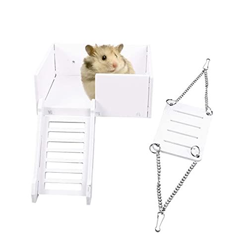 M I A Hamster-Plattform-Spielzeug, 1 Set, Hamster-Spielzeug, Krabbelleiter, lustiges Schaukel-Plattform-Spielzeug-Set für kleine Haustiere (Farbe: weiß) von M I A