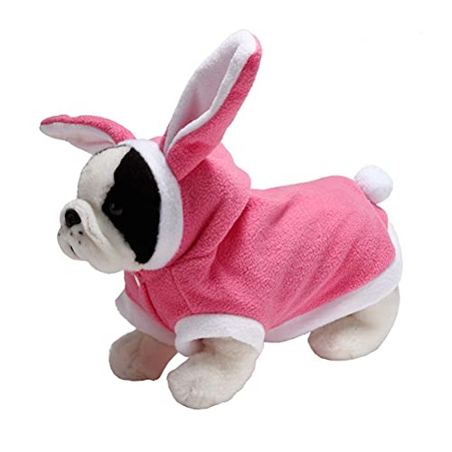 M I A Haustier-Kaninchen-Design-Kostüm für Hundewelpen, Cosplay-Kleidung, warmer Outfit-Mantel (Farbe: Rosa, Größe: S) von M I A