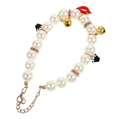 M I A Perlen-Halsband für Hunde und Katzen, mit Glöckchen, verstellbar, für Hunde und Katzen, 22 cm von M I A