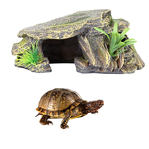 M I A Reptilien-Versteck Höhle aus Kunstharz, für Schildkröten, Fischteich, Dekoration für Gecko, Schildkröten, Einsiedler. von M I A