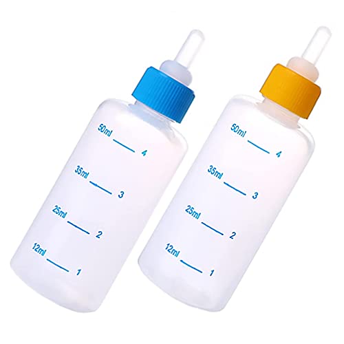 Stillflaschen für Haustiere, mit Skala, für Haustiere, Milch-Halter, Welpen-Stil-Set für Babys, Haustiere, zufällige Farbe, 50 ml, 2 Stück von M I A