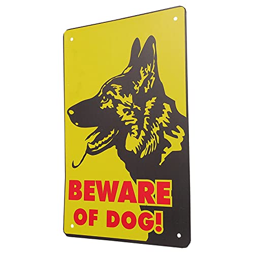 Warnschild mit Aufschrift "Beware of Dog", Warnschild aus Metall, für Zaun, Hof, Tür, Tor, Gelb, 30 cm 20 cm 0,03 cm, 2 Stück von M I A