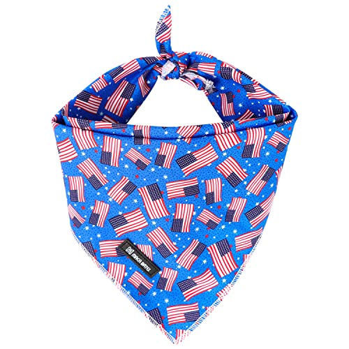 MACA Bates Hundehalstuch, Dreieckstuch mit amerikanischer Flagge, patriotisches Taschentuch, weiche Baumwolle, niedlich, verstellbar, Welpen-Halstuch, Geschenk für kleine, mittelgroße und große von M MACA BATES